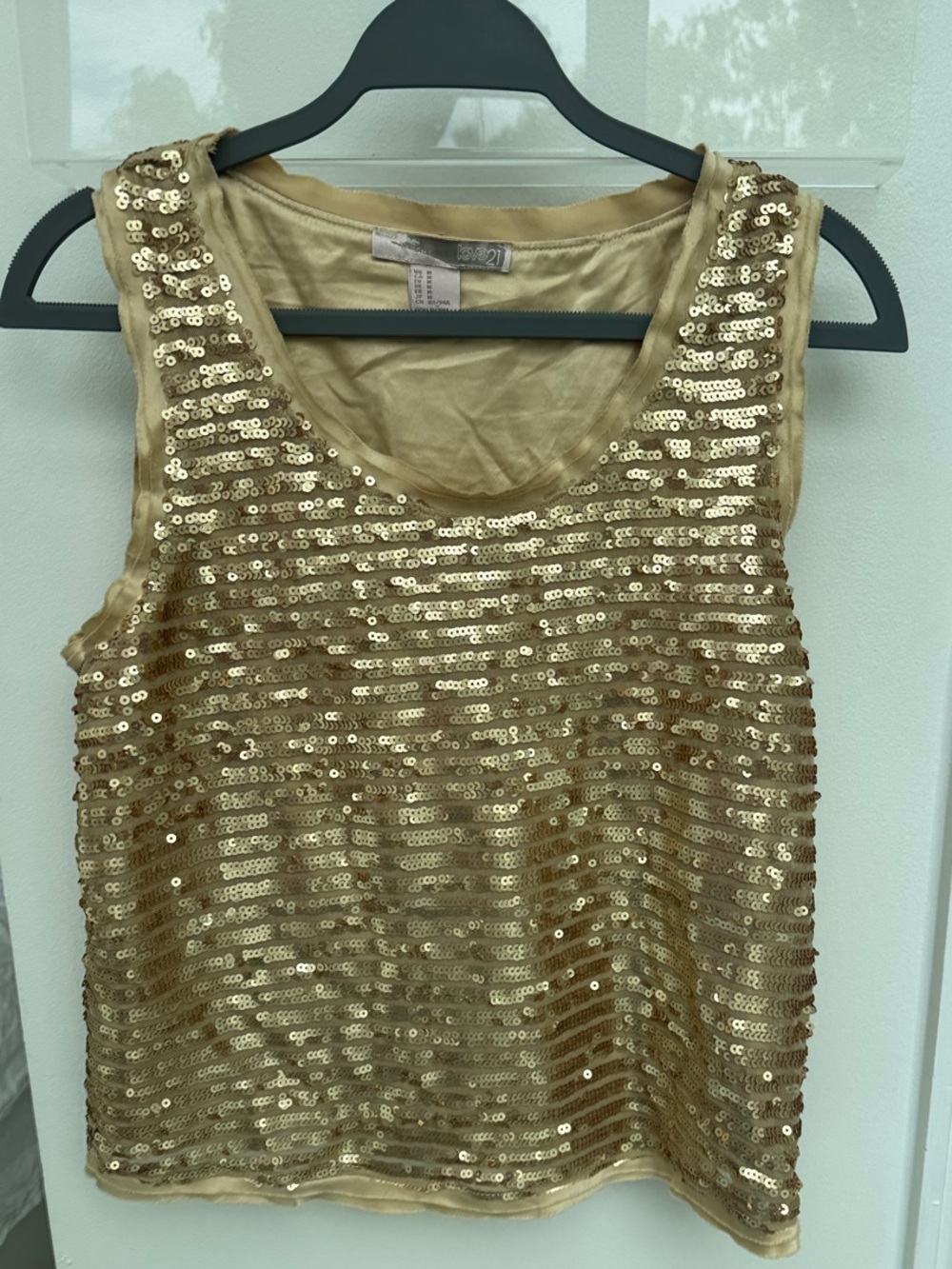 Sleeveless Gold Sequin Tank Top